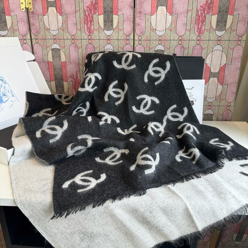 Chanel Reversible Logo Scarf Shawl
