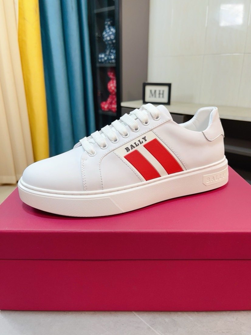 Bally Red Stripe Low-Top Sneakers