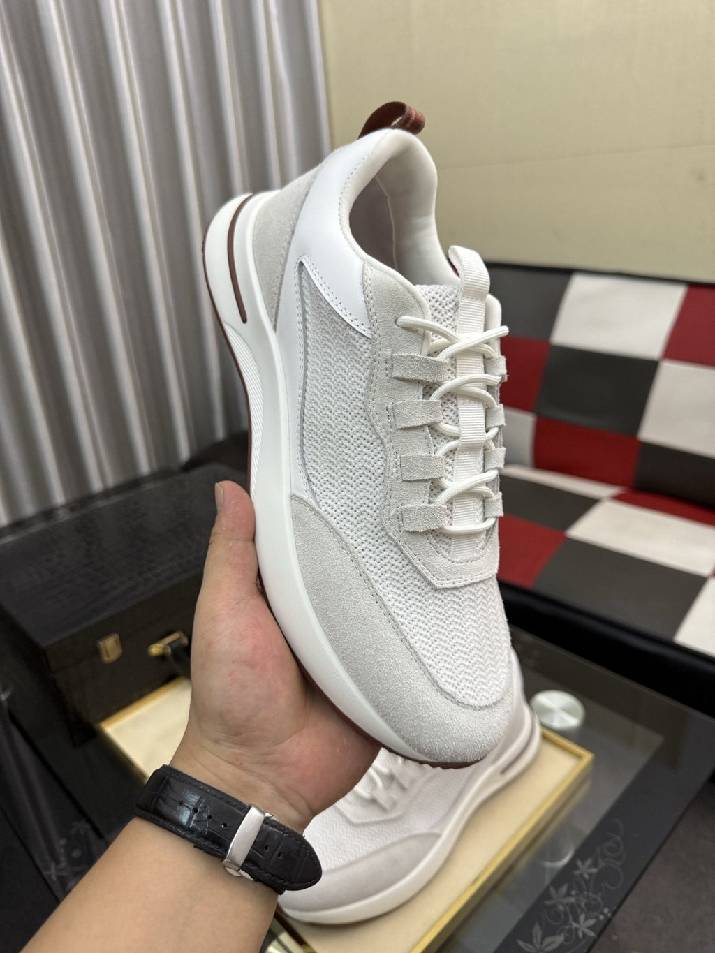 Textured Lace-Up Low-Top Sneakers
