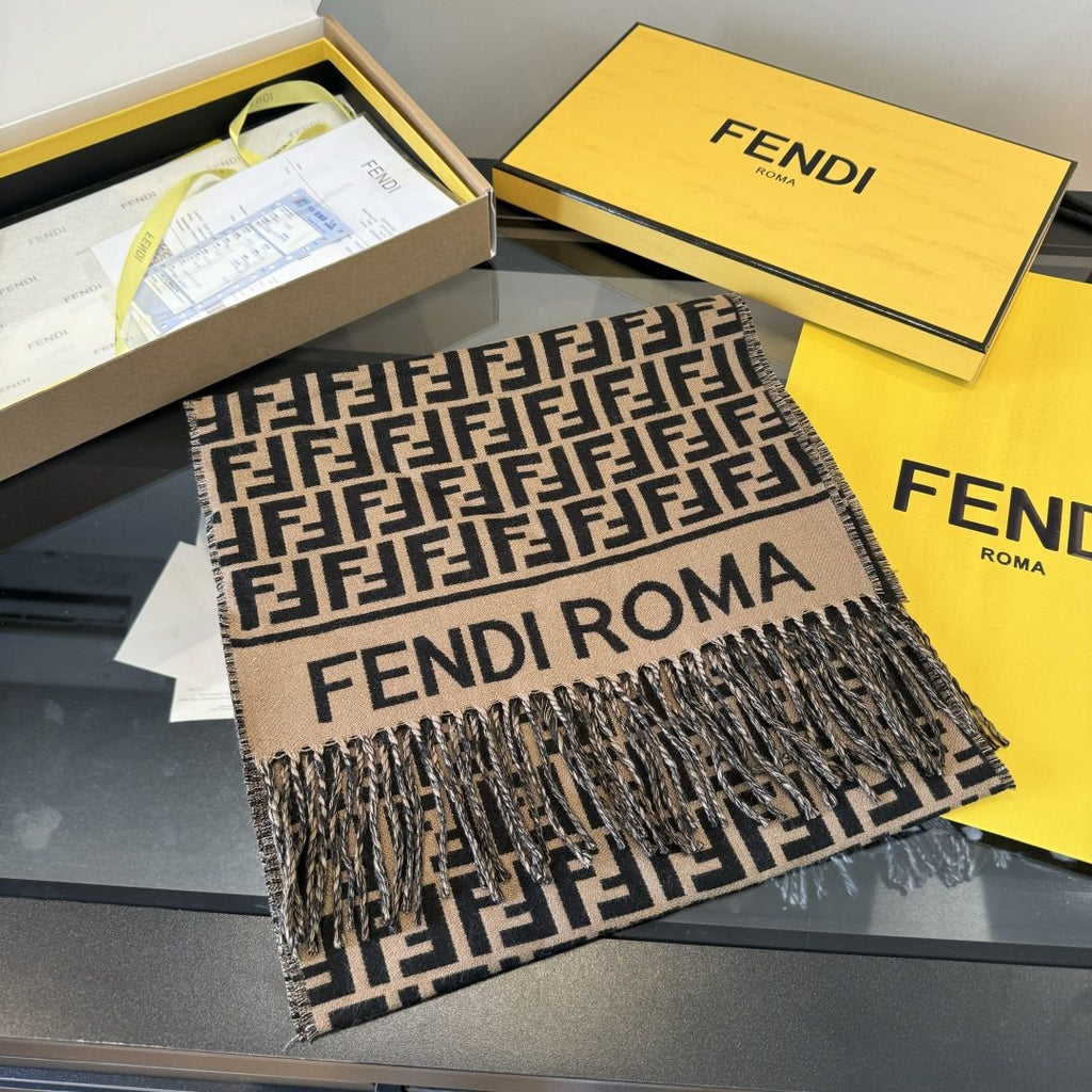 Fendi FF Logo Fringe Scarf