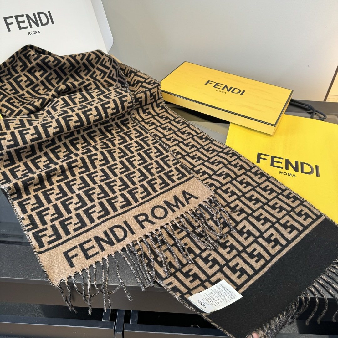 Fendi FF Logo Fringe Scarf