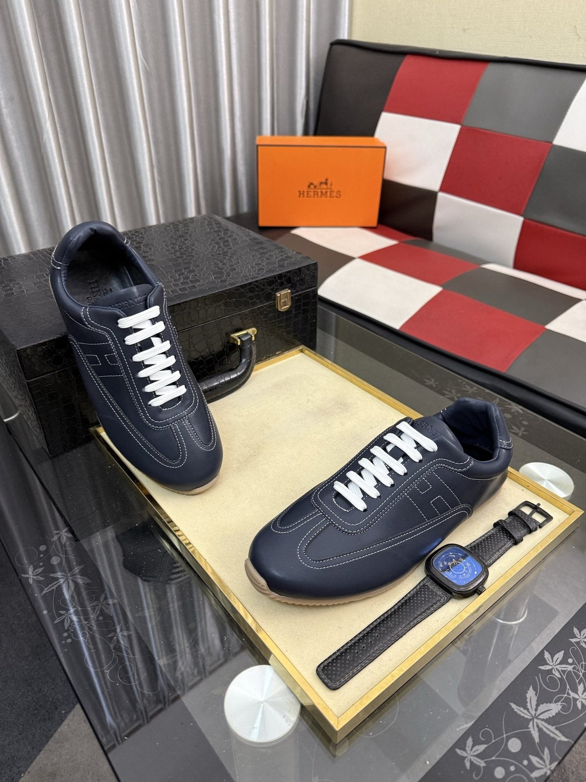 Hermès Stitched Low-Top Sneakers