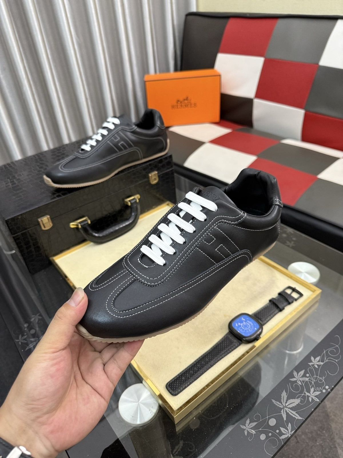 Hermès Stitched Low-Top Sneakers