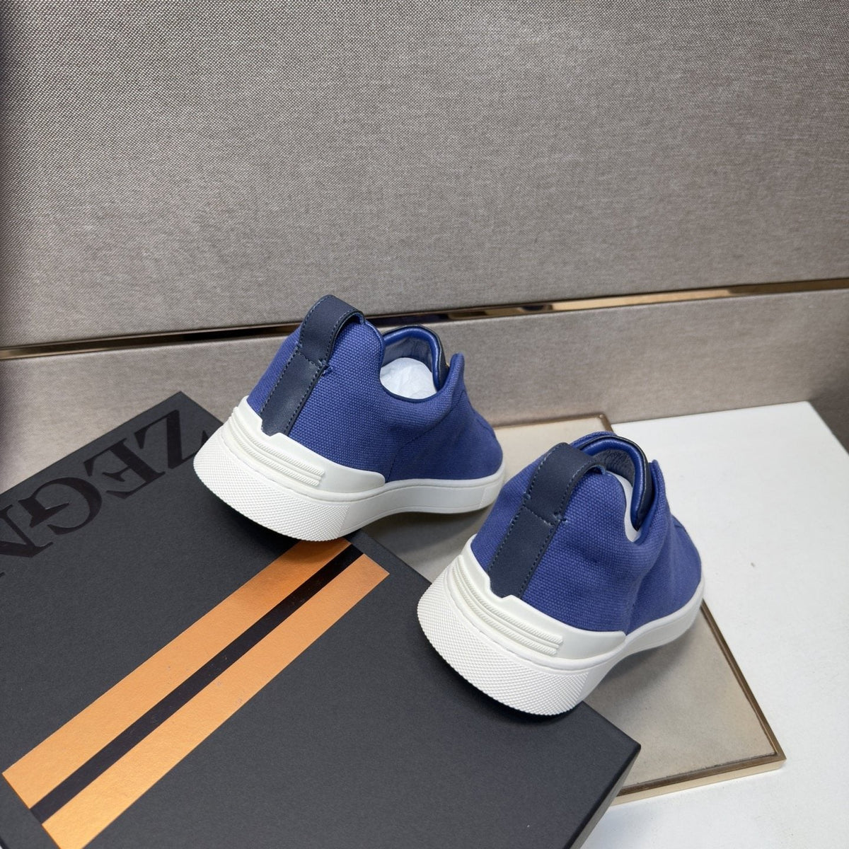 Zegna Men's Tan Accent Low-Top Sneakers