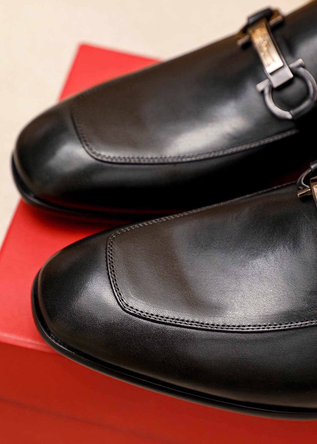 Ferragamo Black Buckle Loafers - Leather Upper, Metal Buckle Detail