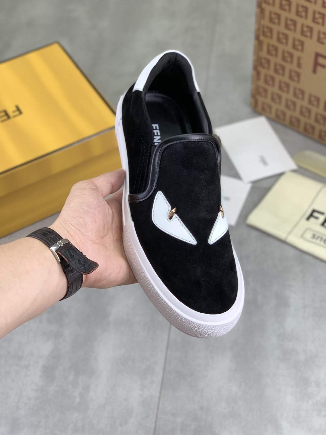 Fendi Eye-Accent Slip-On Sneakers