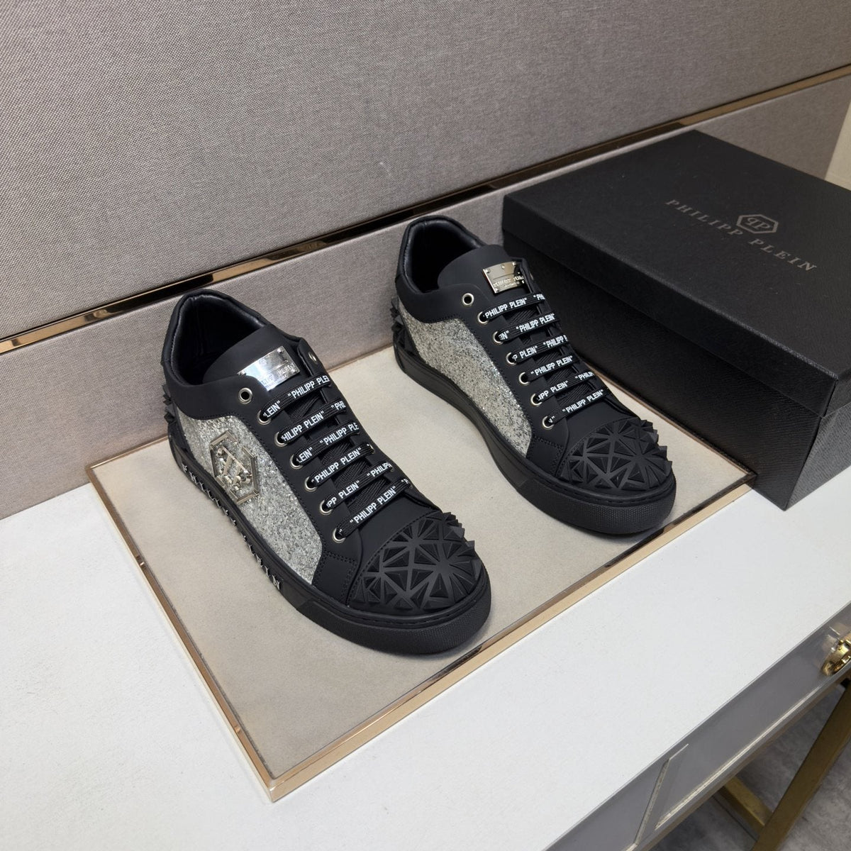 Philipp Plein Men's Textured Logo High-Top Sneakers
