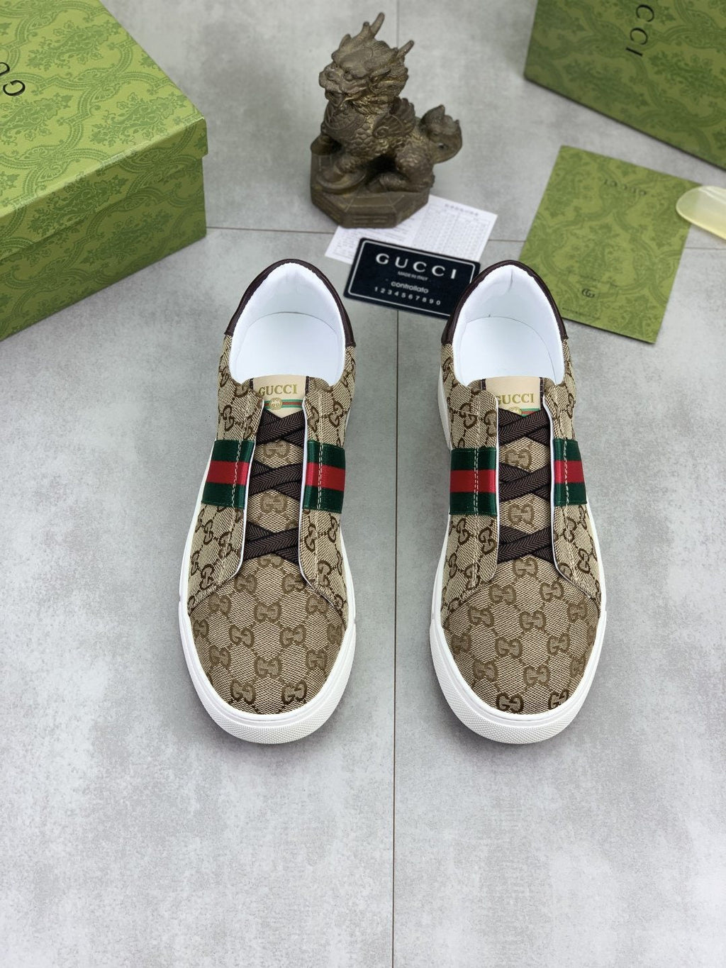 Gucci Monogram Stripe Slip-On Sneakers
