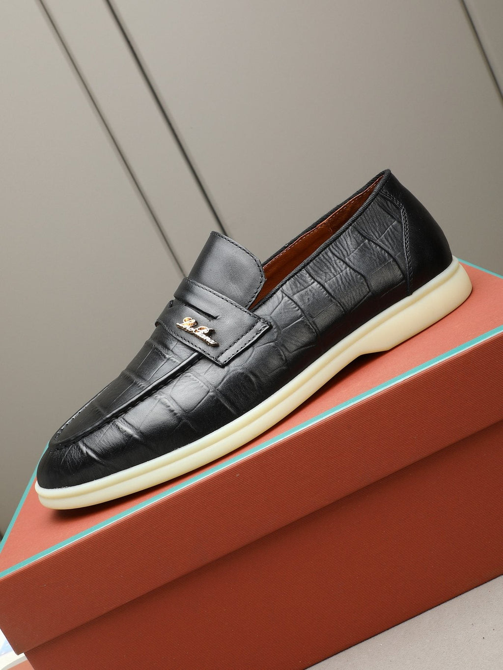 Loro Piana Men's Crocodile-Embossed Loafers