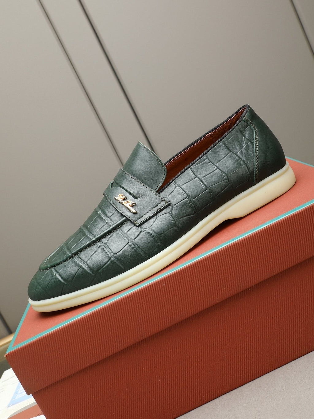 Loro Piana Men's Crocodile-Embossed Loafers