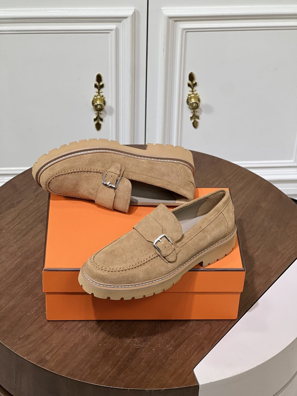 Hermès Men's Metal-Bar Lug Sole Loafers