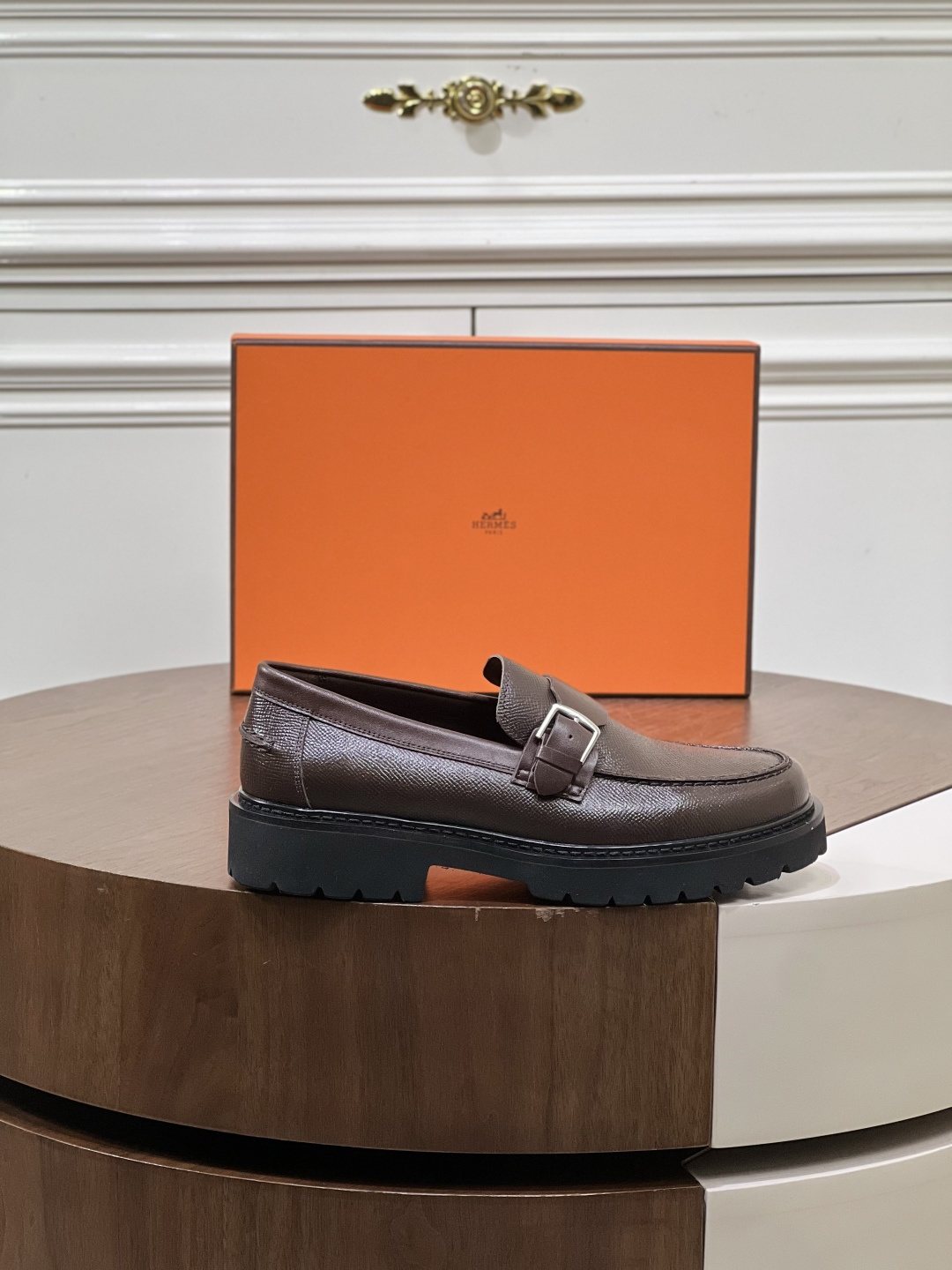 Hermès Men's Metal-Bar Lug Sole Loafers