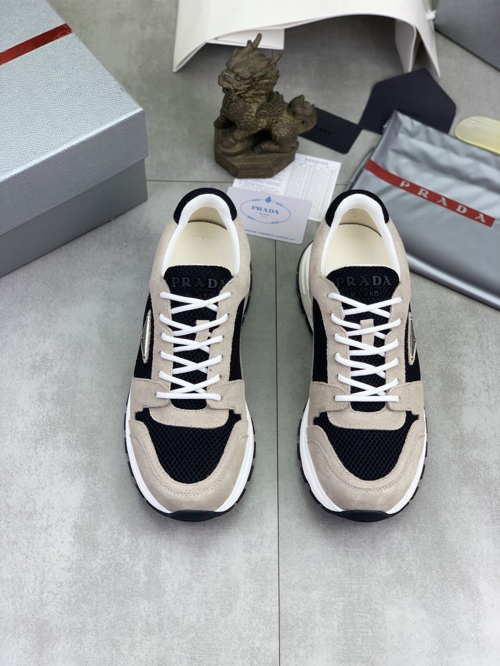 Prada Mesh Panel Low-Top Sneakers