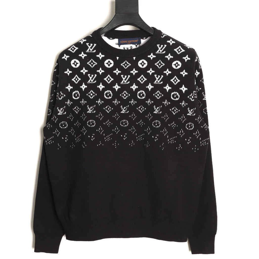 Louis Vuitton Monogram-Style Gradient Crewneck Sweater - Black