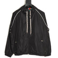 Gucci Contrast-Line Hooded Zip Jacket - Black
