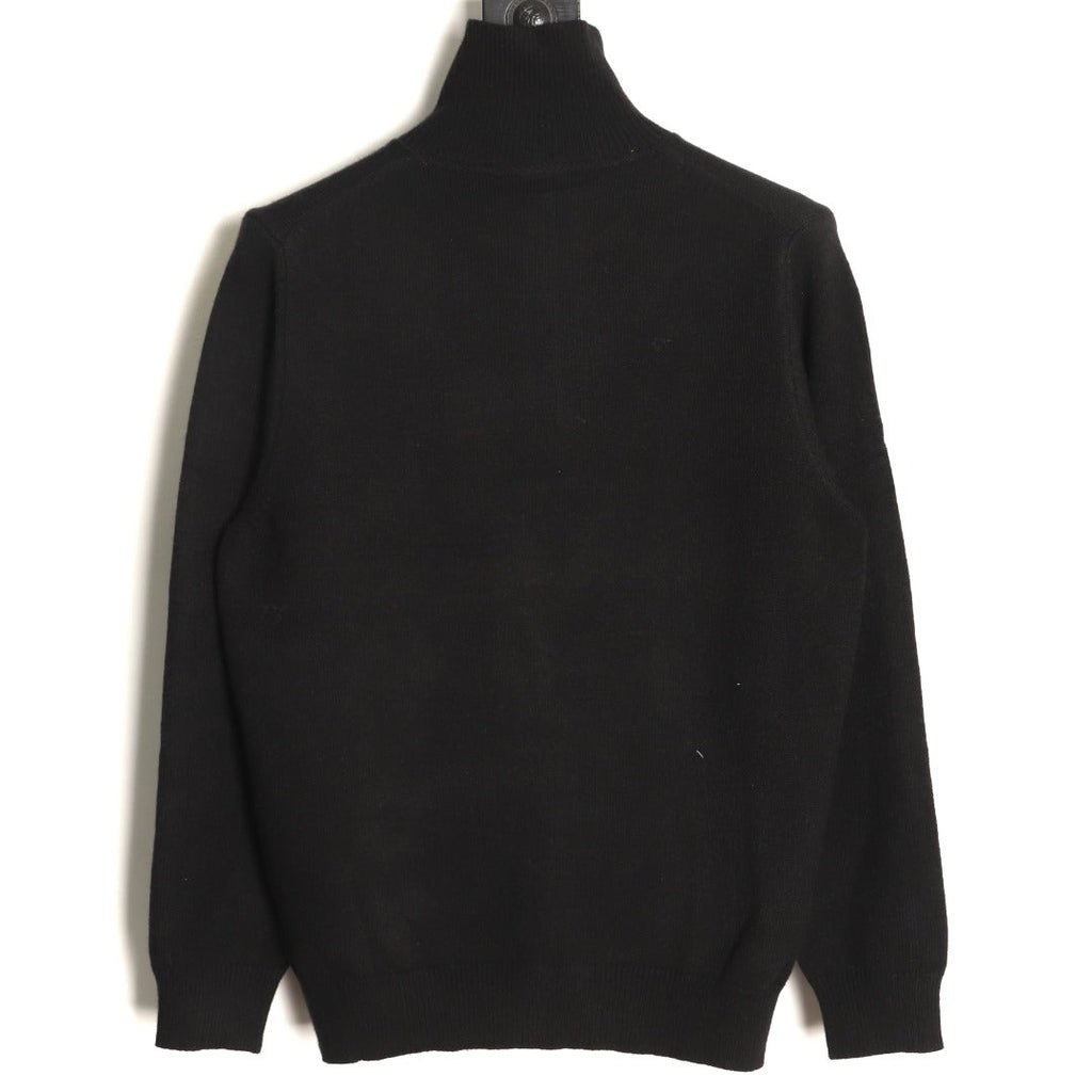 Burberry Equestrian Emblem Half-Zip Knit Sweater - Black